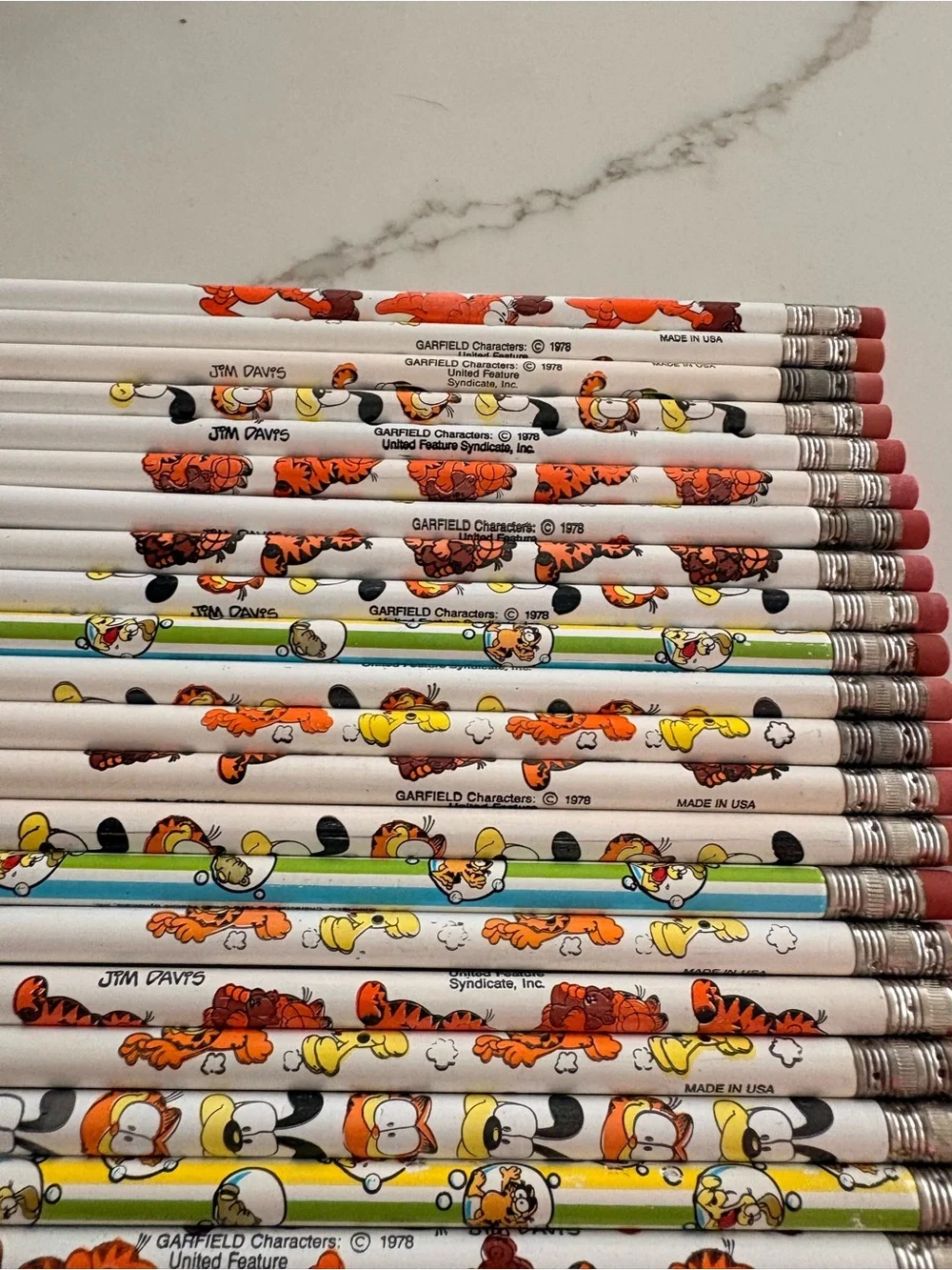 Collection of vintage 1978 Garfield wood pencils